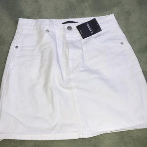 white denim mini skirt